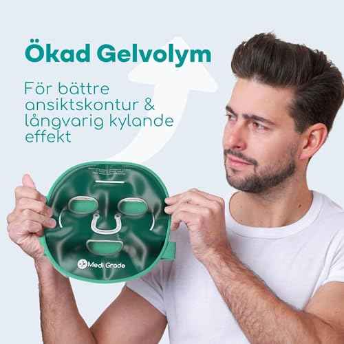 Medi Grade Cooling Gel Face Mask with 1 Lycra Fabric Mask and Storage Pouch - Soothing Gel Face Mask for Dark Circles and Puffiness - Cold Full Face Gel Mask Relaxation