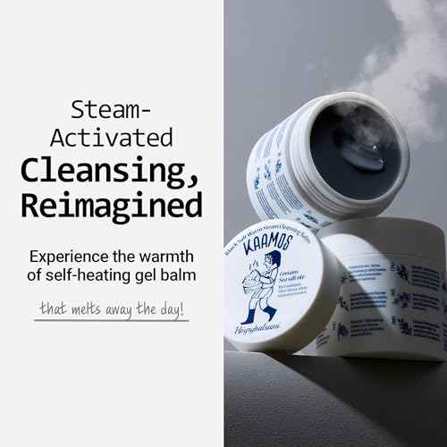 Kaamos Black Salt Warm Steam Cleansing Gel Balm - Korean Skin Cleanser w/Charcoal & Himalayan Pink Salt - Makeup Melting Cleansing Balm to Clear Pores & Lift Impurities (3.52 oz)