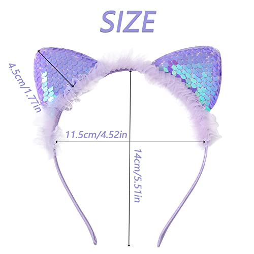 Jaqakid Cat Ears Headband 6 Pcs Cute Headband for Girls and Women Sparkly Glitter Hair Accessories Hair Hoops Daily Wearing Accessories Party Favor