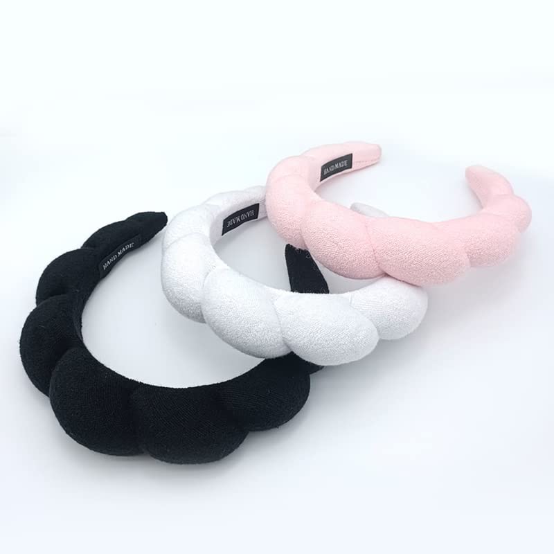 COUCHINLARY Spa Headband for Women, Sponge Spa Headband for Washing Face, Makeup Headband Skincare Headband Spa Hairband, Head Band for Skincare, Makeup Headband(pink+black)