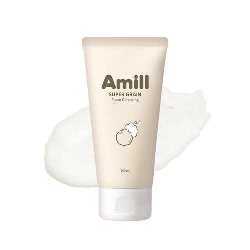 Amill Super Grain Foam Cleansing - Gentle Facial Cleanser with Multi-Grain Extracts | 100ml/3.39fl.oz for Soft, Hydrated Skin
