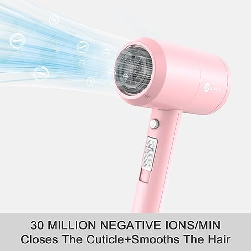 Slopehill Professional Ionic Hair Dryer, Powerful 1800W Fast Drying Low Noise Blow Dryer with 2 Concentrator Nozzle 1 Diffuser Attachments for Home Salon Travel (Agate Red)