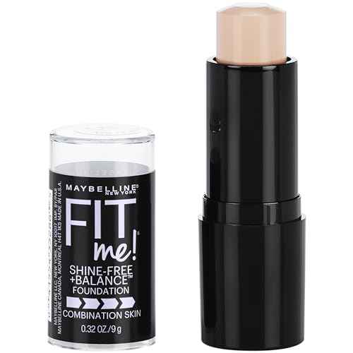 Maybelline Fit Me Shine-Free + Balance Foundation Stick, Multi-Use Face Makeup and Contour Stick For Natural, Matte Coverage, Porcelain, 1 Count