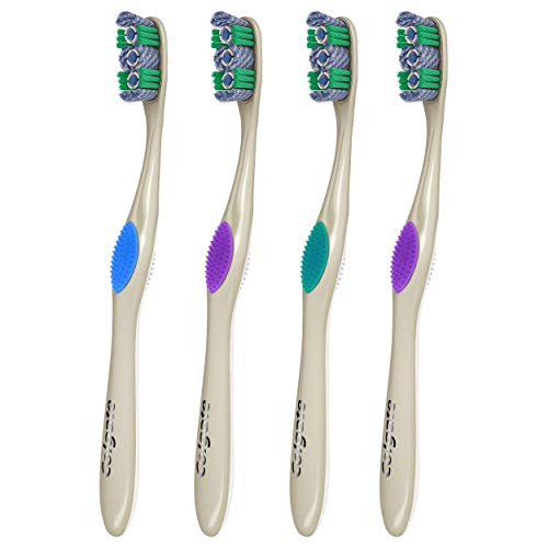 Colgate 360 Optic White Whitening Toothbrush, Adult Soft Toothbrush with Whitening Cups, Helps Whiten Teeth and Removes Odor Causing Bacteria, 4 Pack