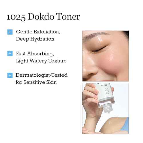 ROUND LAB 1025 Dokdo Toner 6.76 Fl Oz, Oil Control and Reduces Excess Sebum, Gentle Exfoliating Facial Toner, Deep Sea Water for Moisturization, Soft Finish Without Stickiness, Korean Skin Care