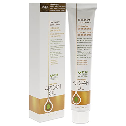 One-n-Only Argan Oil Permanent Color Cream - 7GM Medium Cream Soda Blonde Hair Color Unisex 3 oz (Pack of 2)