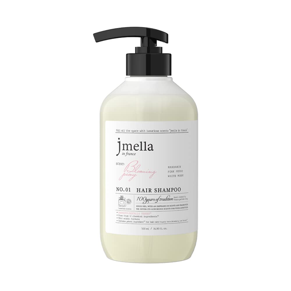 jmella IN FRANCE Blooming Peony Shampoo 33.8 floz with luxury fragrance- Chemical free- Strawberry leaf extract -17 types of amino acid complex From 7 kinds of Paraben