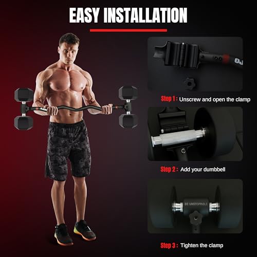 Dumbbell to Barbell Converter Set, Adjustable Weights, 200 lb Capacity, Steel Clamp, Home Gym