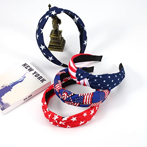 Ardorchid American Flag Headbands for Women Girls Gifts Fourth of July Wide Knottted Headband Independence Day Patriotic Headband Non Slip Rhinestone Hair Accessories Memorial Day Hair Hoop