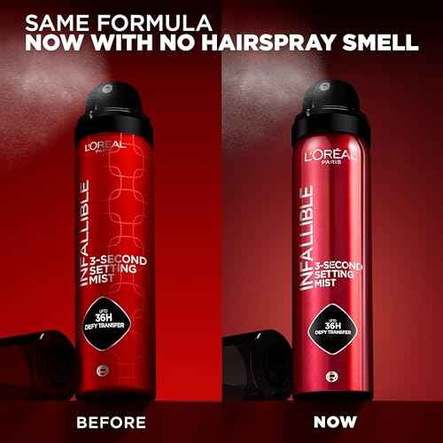 L'Oreal Paris Infallible 3-Second Setting Spray Mist, Microfine Mist for up to 36HR Wear, Clear, 1.76 oz