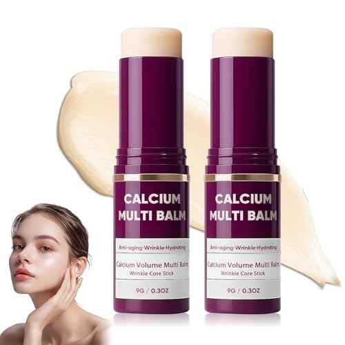 Calcium Multi Balm, Calcium Volume Multi Balm, Wrinkle Core Stick,Collagen Moisturing Stick, Anti-aging, Hydrating,Hydrating & Firming Balms,Suitable for Eyes, Neck, Face(2PCS)