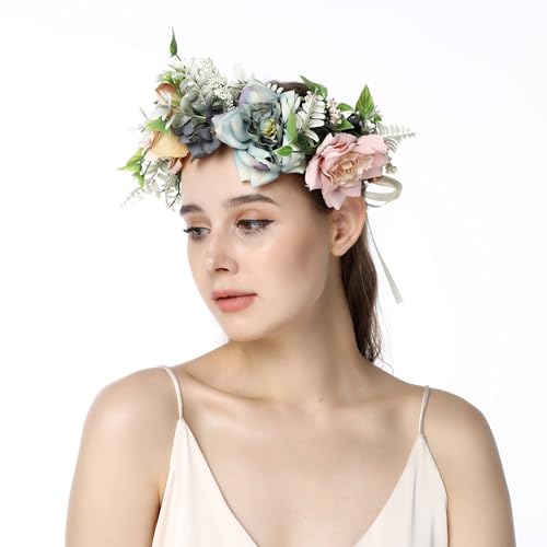 Vivivalue Fairy Flower Crown Woodland Headband Forest Elf Headpiece for Renaissance Halloween Cosplay Wedding Bridal Shower Maternity Shoot