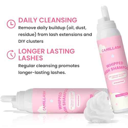 Whipped Lash Cream Shampoo Foam Cleanser | Eyelash Extension Cleaning Bath Kit | Salon & Home Use 100ml Strawberry Pink