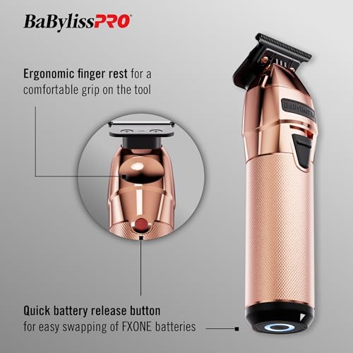 BaBylissPRO FXONE ROSEFX All Metal Trimmer with Interchangeable Battery