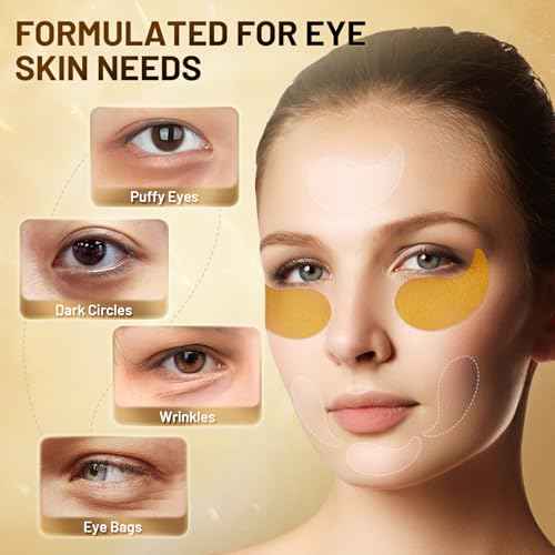 24K Gold Infused Hydrogel Eye Patches - 30 Pairs for Dark Circles, Wrinkles, Eye Bags & Puffy Eyes | Retinol & Collagen Complex, Hydrating Firming Treatment Alternative? (Gold)