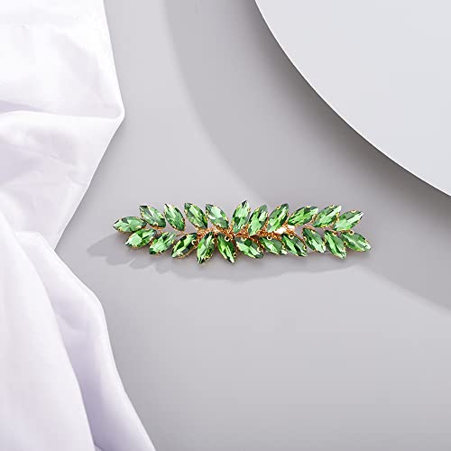 BERYUAN Green Color Crystal Hair Clip for Women and Girls Crystals Hair Clip Prom Party Hair Pieces Bridal Bridesmaid Hair Accessories