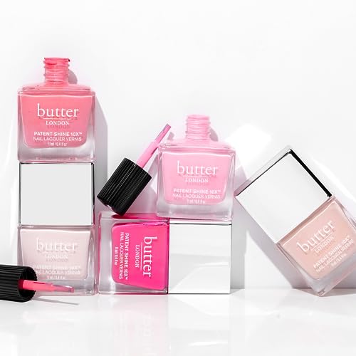 butter LONDON Patent Shine 10X Nail Lacquer, Helps Protect & Strengthen Nails, Gel-Like Finish & Chip-Resistant, 10-Free Formula, Vegan, Cruelty & Paraben Free, Sandy Bum
