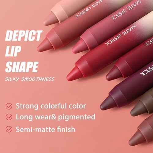BINGBRUSH 2in1 Matte Lip Liner and Lipstick Combo, Lipstick for Women, Longwear Waterproof Lip Liner Pencil, Matte lipstick Smudge Proof lipstain, Women's Long Lasting Lip Makeup (01#Rose Latte)