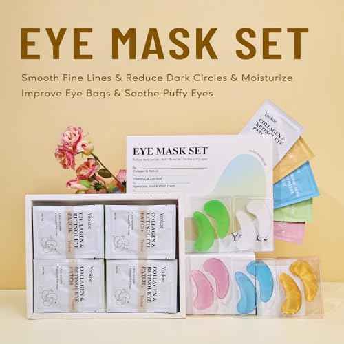 Under Eye Patches for Dark Circles,Eye Mask for Puffy Eyes With Collagen,Retinol,Vitmin C,Hyaluronic Acid and Niacinamide Face Masks Skincare Spa Gifts for Woman 20Pairs
