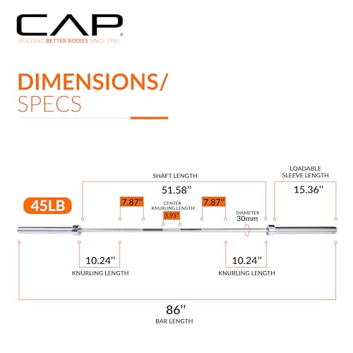 CAP Barbell 2-Inch Olympic Barbell Bars | 5 ft, 6 ft, & 7 ft | Multiple Options