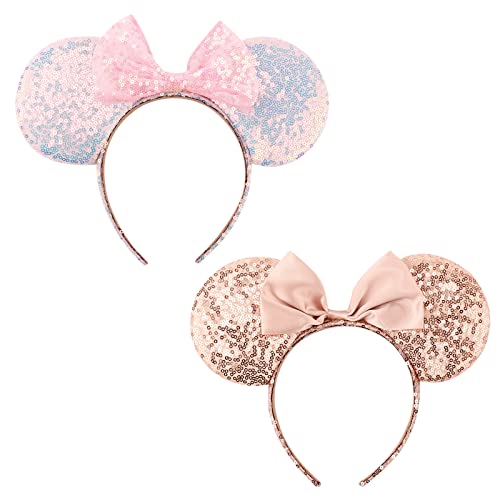 DRESHOW Mouse Ears Bow Headbands Glitter Party Decoration Cosplay Costume for Girls & Women