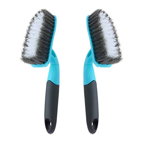 2-Pack Scrub Brush for Cleaning with Long Handle, Medium Firm Brush Bathroom Cleaning Supplies and Bathtub Cleaner and Shower Cleaning Brush, Multi-Scene Use for Kitchen Brush or Carpet Brush