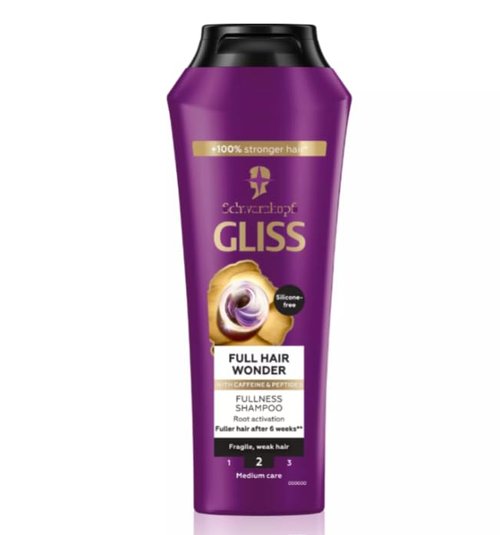 Gliss Full Hair Wonder Shampoo - Strengthening & Volumizing Formula for Fine Hair | 400 ml (13.5 Fl Oz)