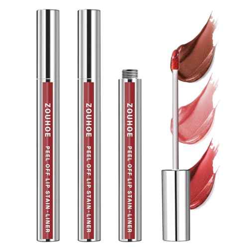 Peel Off Lip Stain Set ? 3 Colors Long Lasting Lip Tint, Smudge-Proof, Transfer-Proof, Kiss-Proof, Vegan Lip Makeup Gift for Her