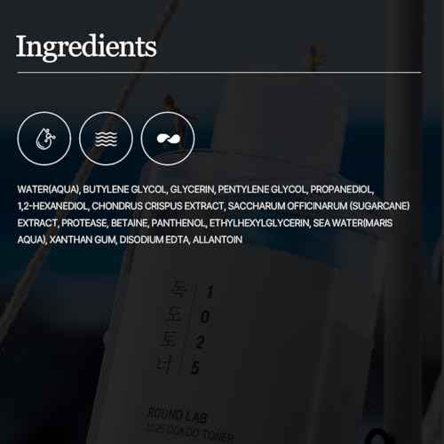 ROUND LAB 1025 Dokdo Toner 6.76 Fl Oz, Oil Control and Reduces Excess Sebum, Gentle Exfoliating Facial Toner, Deep Sea Water for Moisturization, Soft Finish Without Stickiness, Korean Skin Care