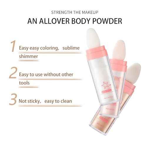 Glitter Powder Highlighter Makeup, Body Brightens the Natural Three-dimensional Face Blusher Patting Powder Highlighter. (01# White moonbeam)
