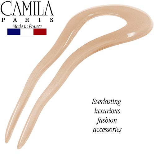 Camila Paris CP2469 French Twist Stick Clip Pins, Handmade, Tokyo, Girls Hair Pin U-Shaped Hair Fork for Girls Spiral Updo Chignon Bun Holder, Fashion Styling Hair Accessories for Women Made in France