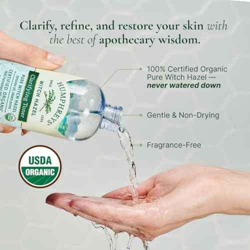 Humphreys Witch Hazel Clarifying Toner | Wild Harvested Witch Hazel | USDA Organic | Natural | Hydrating | Clears Pores & Removes Oil | 8 Fl Oz