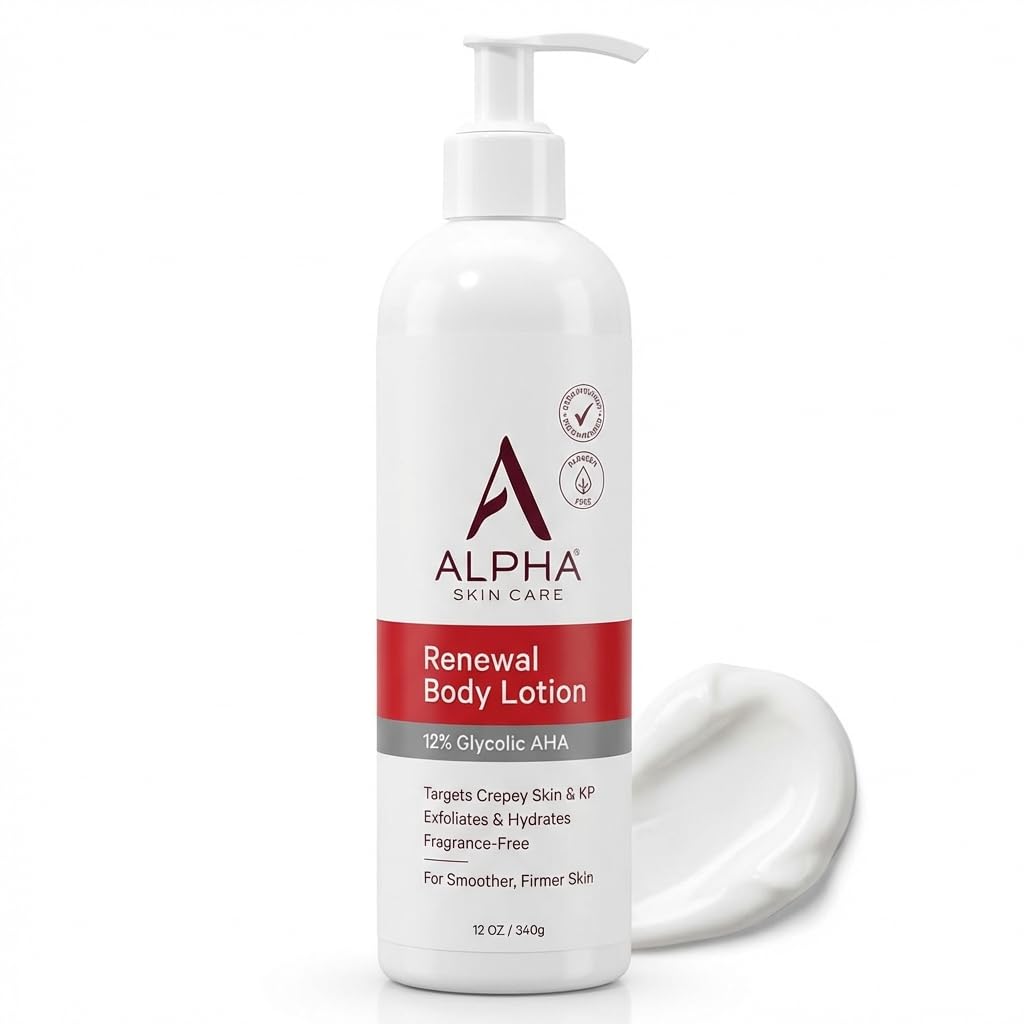 Alpha Skin Care Revitalizing Body Lotion - 12% Glycolic AHA Daily Moisturizer for Soft, Smooth Skin | 12 Oz