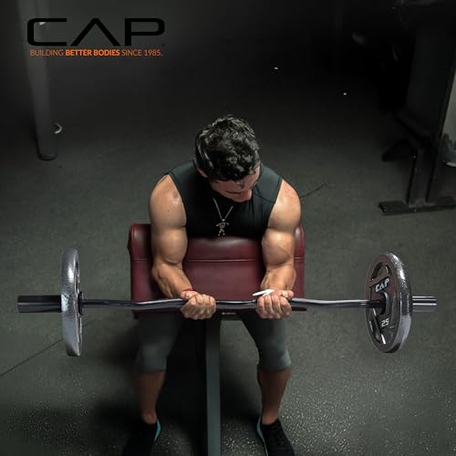 CAP Barbell 47-Inch Olympic EZ Curl Bar for 2-Inch Weight Plates | Multiple Options
