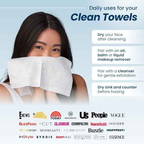 Clean Skin Club Clean Towels¢ç, 100% USDA Biobased Face Towel, Disposable Face Towelette, Eczema Association Accepted, Makeup Remover Dry Wipes, Ultra Soft, 1 Pack, 25 Ct