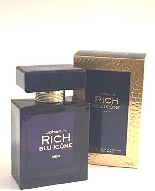 Rich Blu Icone by Johan.B - 3 Oz EDT Spray for Men | Fresh & Invigorating Fragrance