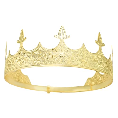 Generic King Crowns Metal Hair Band for Men Gold Crowns and Tiara for Theme Birthday Party Costume Accessories (Gold)