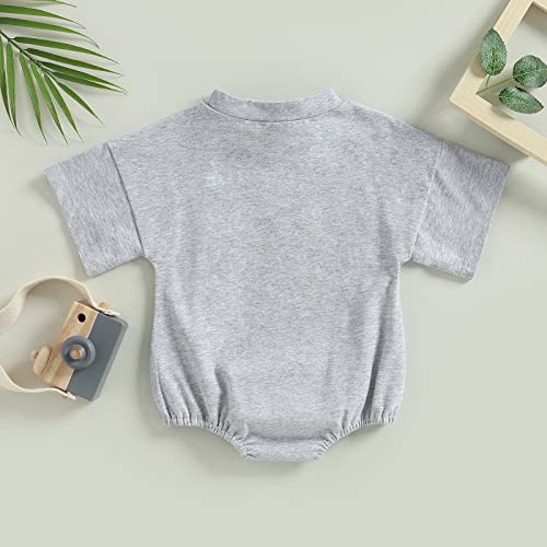 DOSYZTO Baby Boy Girl Cow Romper Shirt Clothes Short Sleeve Bodysuit Top Oversized Jumpsuit Infant Summer Western Outfit (12-18 Months,Cow Gray)