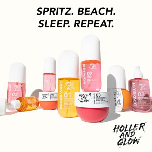 Bundle of Holler And Glow Body & Hair Mist, Body Spray For Women, Hair Perfume, Long Lasting Fragrance, Floral, Tropical, Vanilla, Warm & Sweet Fragrance Notes, 8.11 Fl Oz, 3 Pack Variety