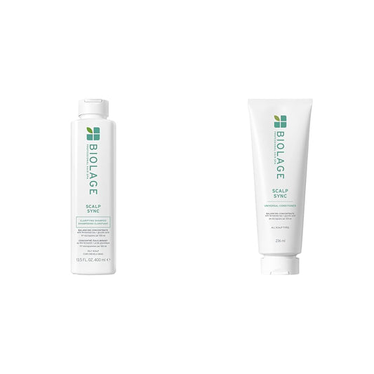 Biolage Scalp Sync Clarifying Shampoo & Universal Conditioner Set - Oily Scalp Residue Remover, Vegan & Paraben-Free