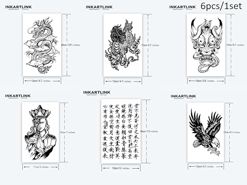 INKARTLINK Tattoo Tech, 4 Sheets Semi Permanent Tattoo, Adult Art Design Temporary Tattoos, Lasts 1-2 Weeks, Waterproof, Realistic Look, No Adhesive, No Reflection (Compass Design)