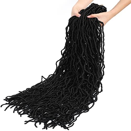 Soft Locs Crochet Hair 32 Inch New Faux Locs Crochet Braids Hair 6 Packs/lot 90g Goddess Locs Synthetic Hair Extend Soft Locs Braiding Hair for Women (32 Inch (Pack of 6), 1B)