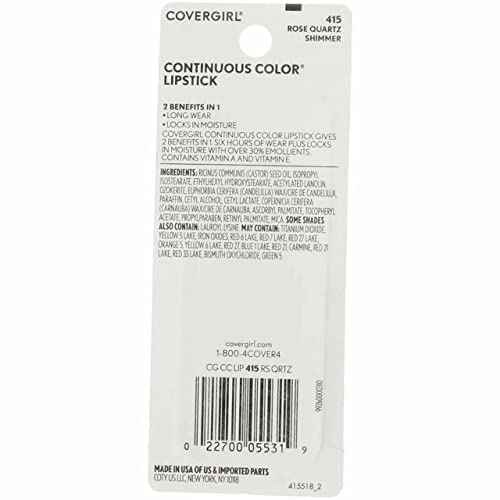 COVERGIRL Continuous Color Lipstick Rose Quartz 415, .13 oz (packaging may vary)