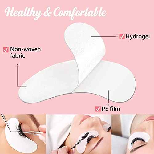 GreenLife 200 Pairs 100% Natural Eyelash Extension Under Eye Gel Pads patches kit Collagen Aloe Vera Hydrogel Eye Patches Eyelash Extension Supplies Tools, Lash Extension Supplies (100 200 400 Pairs)