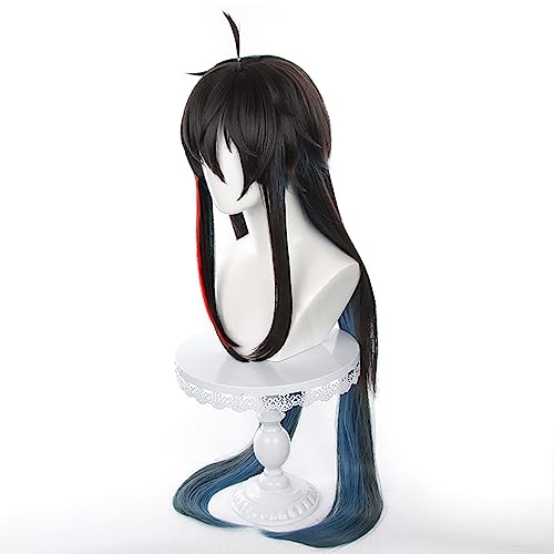 XiongXiongLe Game Honkai Star Rail Cosplay Dan Heng Long Straight Black Heat Synthetic Hair Wigs for Girls Cos Party Halloween Christmas Comic Con(DanHeng Long)