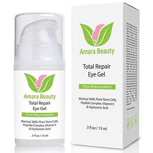 Amara Beauty Eye Cream Gel for Dark Circles and Puffiness with Peptides & Hyaluronic Acid, 0.5 fl. oz.