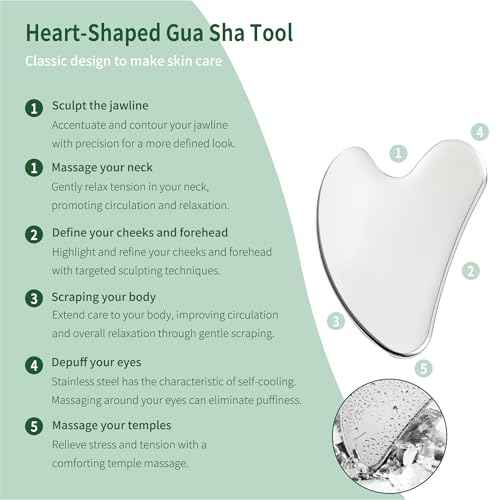 2Pcs Gua Sha Facial Tools Stainless Steel, Detailer GuaSha Set for Face Neck, Natural Skin Care Metal Gua Sha Lymphatic Drainage Face Massage Tool, Gift for Women