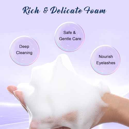 LZM Lash Shampoo Kit 2.02 fl.oz Lash Wash Cleaning kit for Clusters/Natural/Extensions, Gentle Foam&Deep Cleaning&Oil Free 60ml Lash Cleanser with Brush (8-in-1 Shampoo Kit)