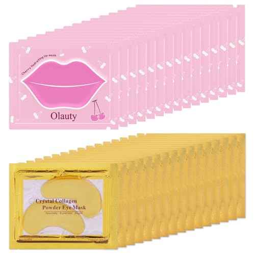 30 Pairs Lip Mask & Eye Mask, 24K Gold Crystal Gel Collagen Eye Patches for Puffy Eyes, Chapstick Bulk, Bachelorette Party Accessories, Hangover Kit, Bulk Gifts, Party Favors Adults, Cheer Gifts
