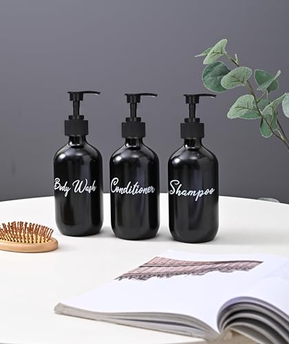 Shower Soap Dispenser(16.9 Oz/Black),Shampoo Dispenser with Plastic Pump,Shampoo and Conditioner Bottles,Shower Dispenser for Bathroom,Refillable Shampoo and Conditioner Bottles,3 Pack Shampoo Bottles